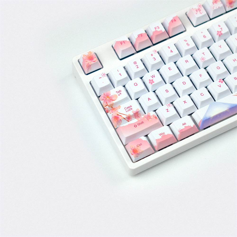 Fuji Cherry Pink White Style Keycap Set