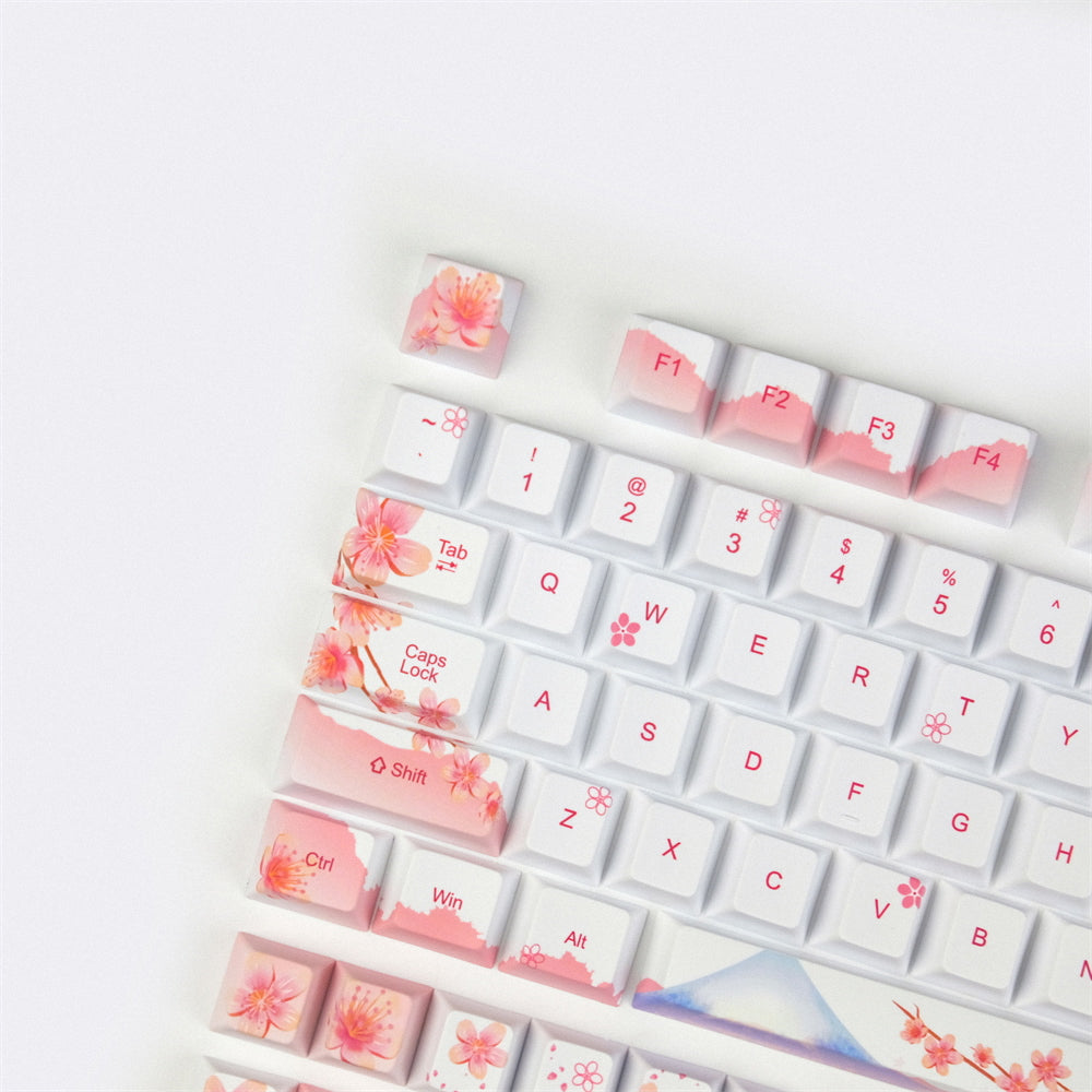 Fuji Cherry Pink White Style Keycap Set