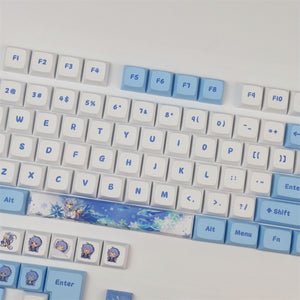 Cute Girl Blue White Theme Keycap Set