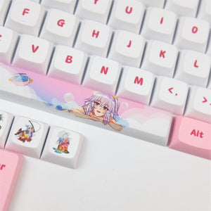 Cute Girl Pink White Theme Keycap Set